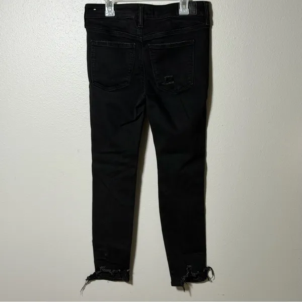 American Eagle Women Black Distressed Level Stretch Denim Jegging‎ Jean 4XShort - Image 6