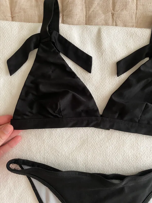 Black Swimsuit Tie Top - Image 2