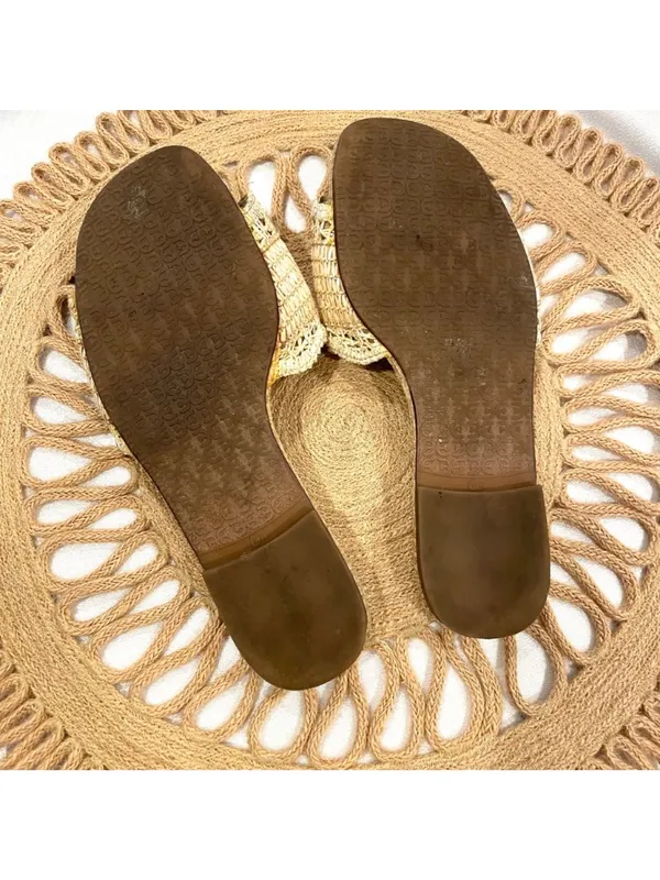 Sam Edelman Bambi Raffia Buckle Slide Sandal Tan Buttercup Size 6.5 - Image 5
