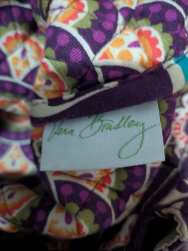 Vera Bradley Purple Green Multicolor Floral Quilted Shoulder Tote Bag - Image 4
