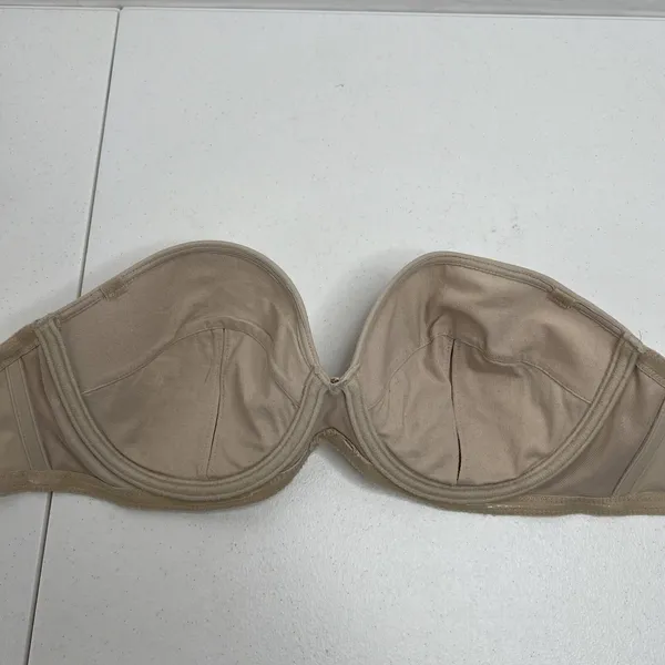 VTG Y2K Victoria's Secret 34C Strapless Bra Tan Nude Underwire Padded NO STRAPS - Image 11