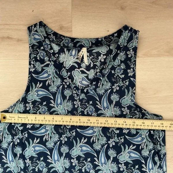 Roper Paisley Boho Sleeveless Dress Womens XL Blue V-Neck Border Print Rayon - Image 4