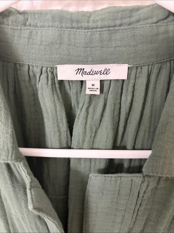 Madewell Lightestspun Cover-Up Maxi Shirtdress Sage Green Medium - Image 7