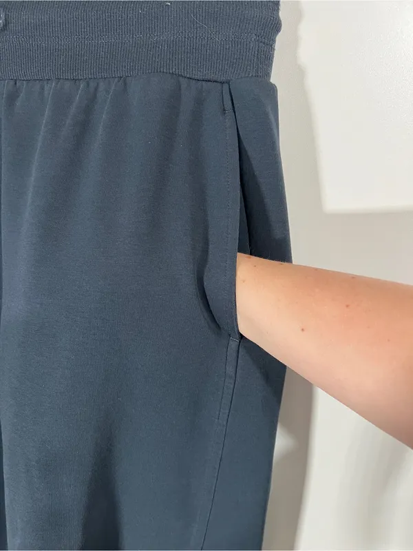 Old Navy Dynamic Fleece Pants Extra High Rise Wide Leg Size L Tall Dark Blue - Image 5