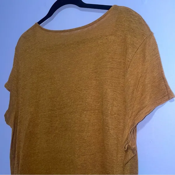 Garnet Hill Embroidered Organic-Linen Split-Neck Tee Size L Casual Boho Peasant - Image 9