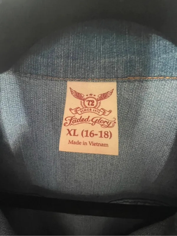 Faded Glory Jean Jacket XL 16/18 Blue Denim Trucker - Image 4