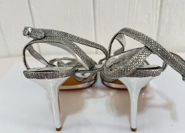 Nine West Sparkling Silver Strappy Heels - Image 4