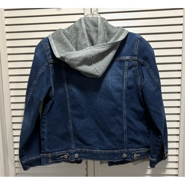Old Navy Denim Short Jacket Juniors Size L (10-12) Hood‎ Pockets Button Up - Image 4
