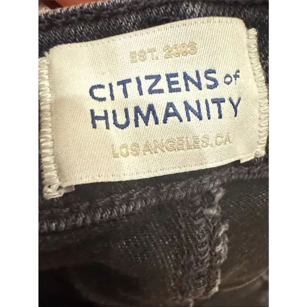 Citizens of Humanity Women's Lyra frayed cropped high-rise wide-leg jeans Black - Image 4