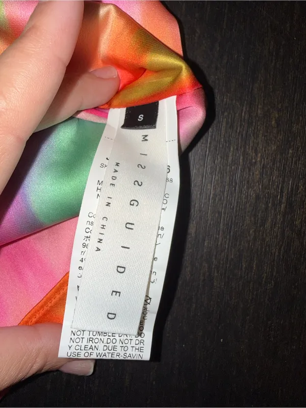 Missguided Rainbow Watercolor Slip Dress Barbiecore Abstract Print Y2K - Image 7