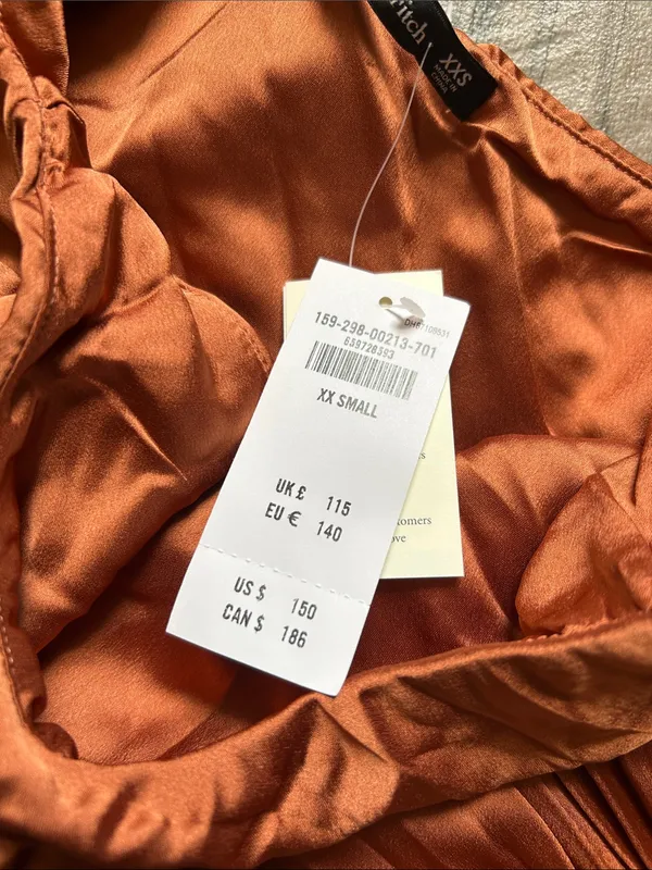 Abercrombie & Fitch Copper One-Shoulder Pleated Maxi Dress - Image 3