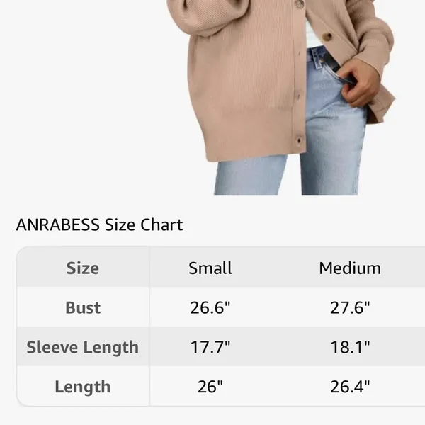 NWT ANRABESS Pink Khaki Oversized Button Up‎ Cardigan Sweater Size Small - Image 6