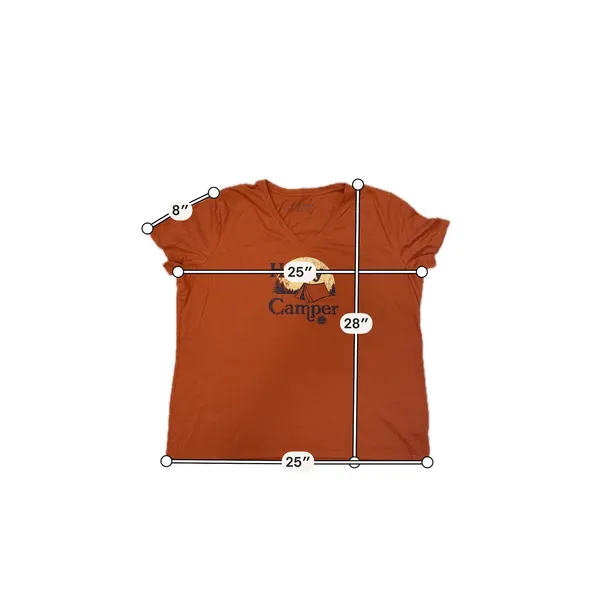 Life Is Good Happy Camper V-Neck Graphic Tee Women's XXL Orange Camping - Image 4