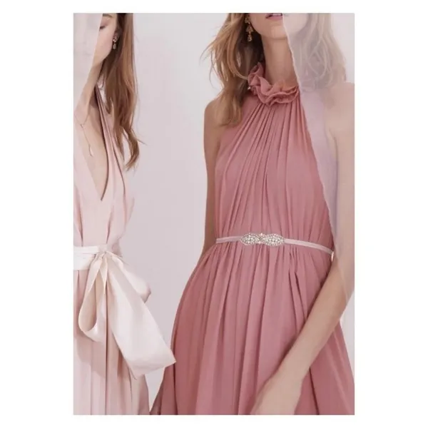 BHLDN‎ Hitherto Camilla Silk Slit Leg Bridesmaid Gown Women's 8 Pink Romantic - Image 5