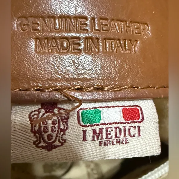 I Medici Firenze Italian White & Brown Genuine 100% Pebbled Leather‎ Handbag - Image 14