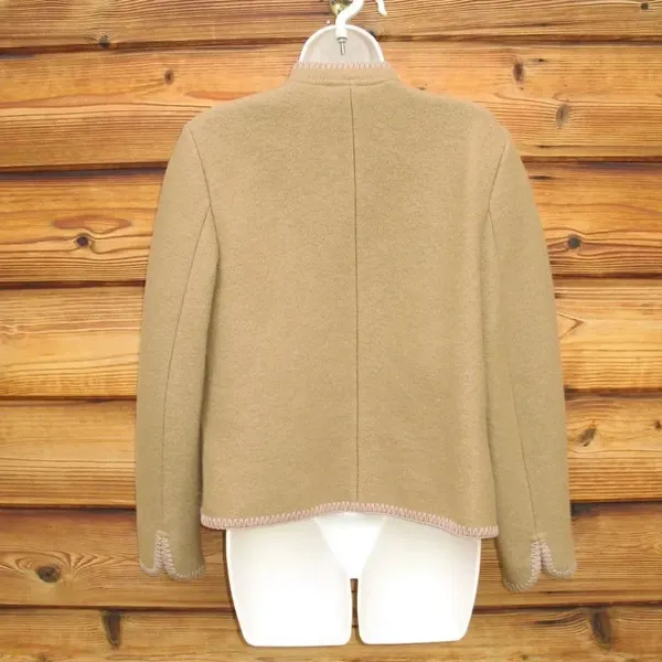 Tan Camel Wool Jacket Tan Size 8 - Image 6