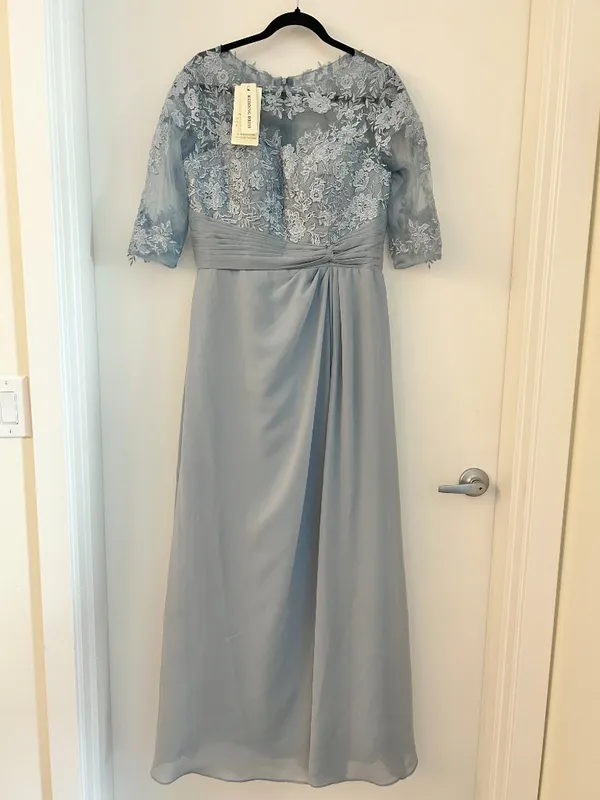 Make You Pretty More Lace A-Line Wedding Formal Gown in Light Blue Size 12 NWT - Image 2