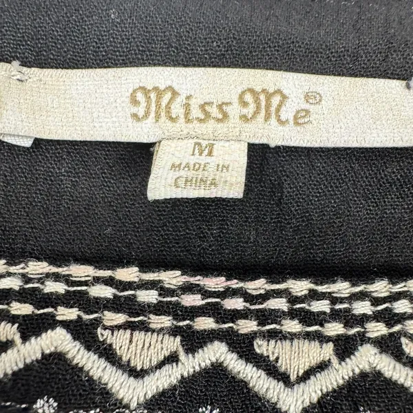 Miss Me Black Embroidered Cold Shoulder Peasant Blouse Size Medium - Image 5