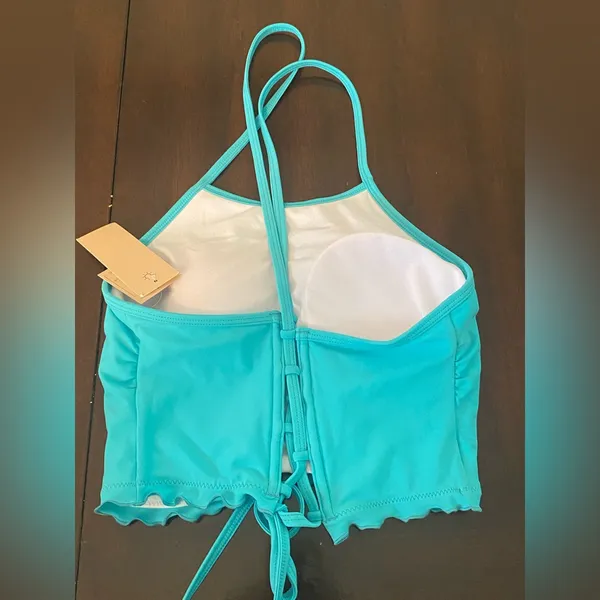 New NWT Indigo Sky Maurice's Teal Neck Tie Halter‎ Swim Top Size Large - Image 2