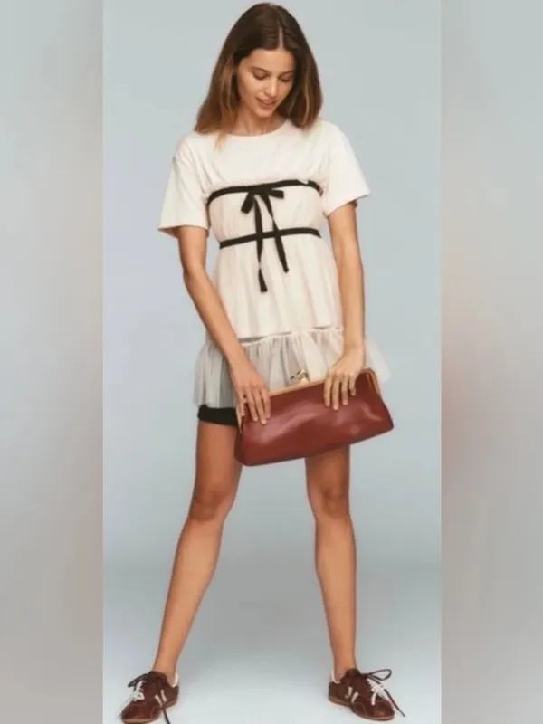 Anthropologie Tiered Bow Tulle Tee - Image 4