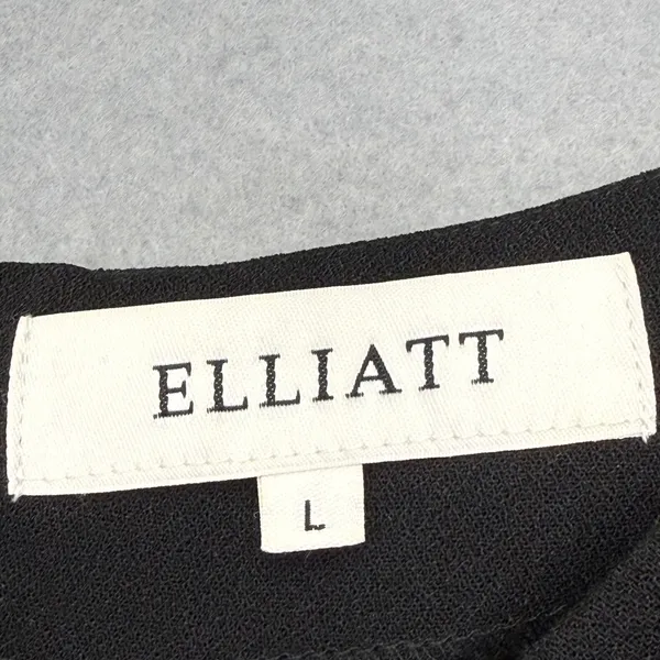 ELLIATT Black‎ Beaded Fringe Puff Sleeve Square Neck Midi Dress Womens Large L - Image 2