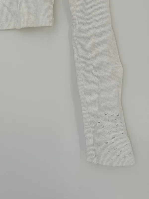 White Long-Sleeve Cropped Thermal Top - Image 3