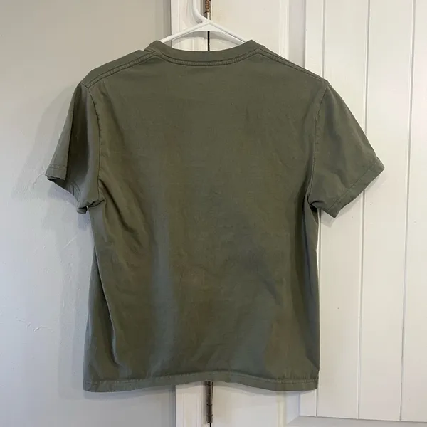 Women’s Olive Green Smiley Face T-Shirt - Image 3