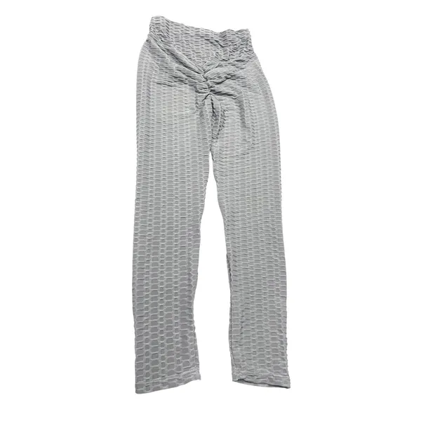 Grey TikTok Style Scrunch Butt Bootcut Leggings Textured Honeycomb Yoga Pants M - Image 2