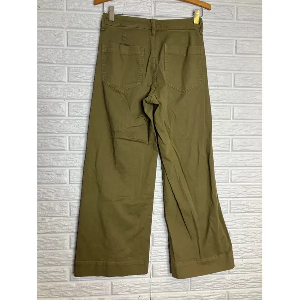GAP Wide-Leg Khakis Women 2P Olive Green Excellent High‎ Rise Stretch Cotton - Image 3