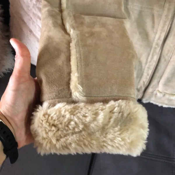 WILSONS LEATHER Tan Suede and Faux Fur Coat Size M - Image 8