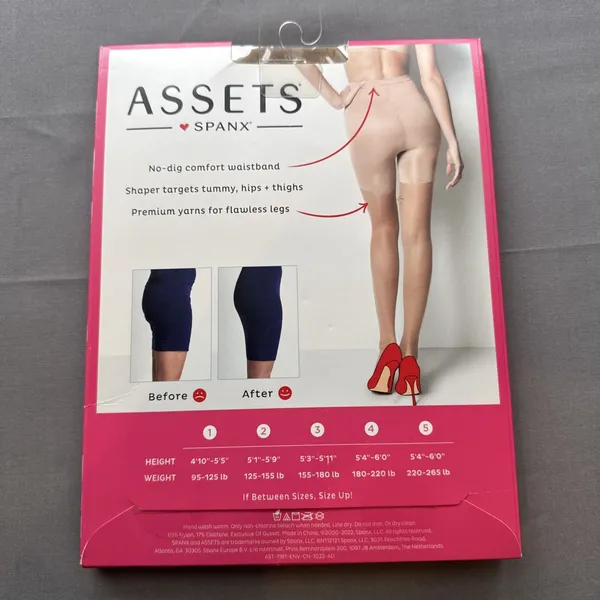 ASSETS Spanx Shaping Sheers Built in Shaper Short Size 5 Nude Pantyhose Nylons - Image 3