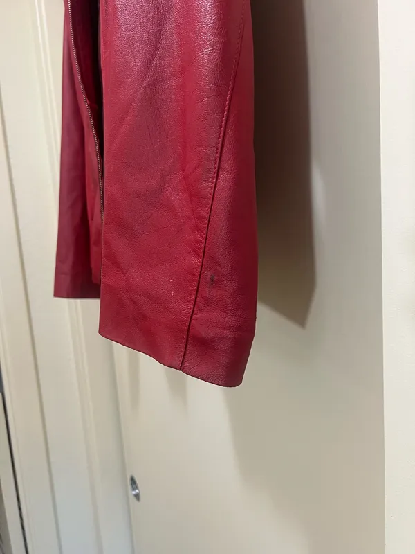 Real Red Leather Jacket Kircilar Size M - Image 2