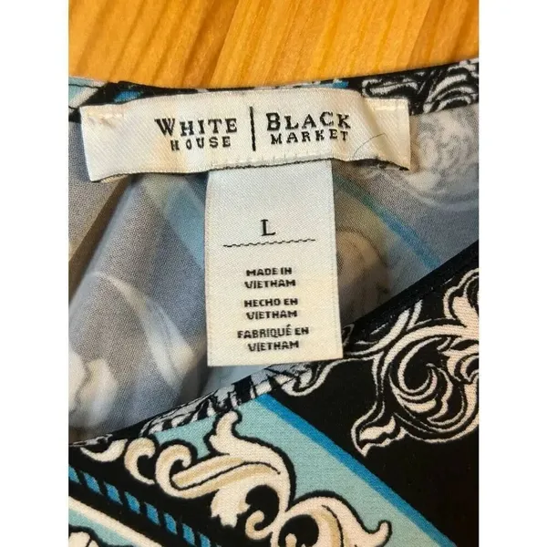 White House Black Market Black White Light Blue Pullover Shift Dress Size Large - Image 4