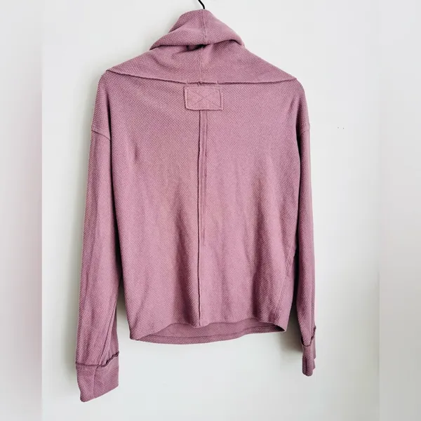 Free People Hazy Heart Thermal Off The Shoulder Sweater Mauve Long Sleeves XS - Image 3