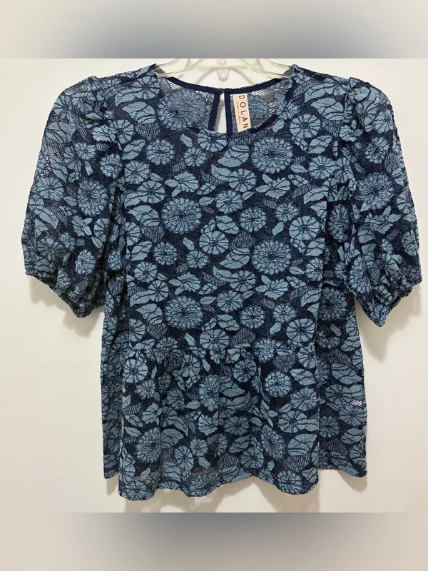 Anthropologie Dolan Left Coast Collection Sheer Floral Lace Peplum Blouse‎ Large - Image 2