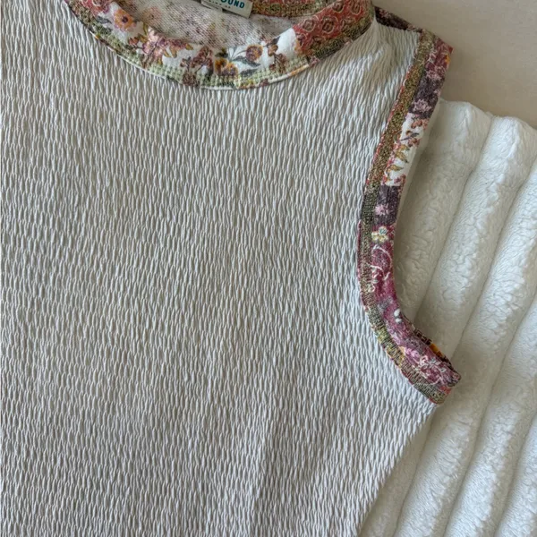 EARTHBOUND Cream Tank Top with Floral Trim - Image 5