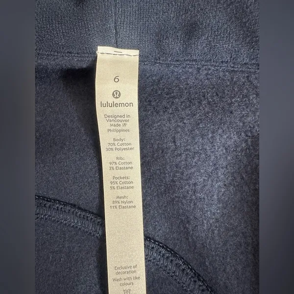 Lululemon Scuba Hoodie Light Cotton navy Fleece with advertising size 6 - Image 4
