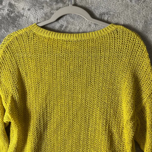 Eileen Fisher‎ Organic Linen Sweater Lightweight Open Knit Pullover Green Small - Image 6