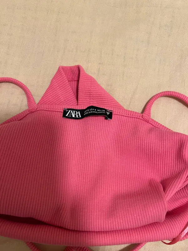 Pink Ribbed ZARA Top Crop - Image 5