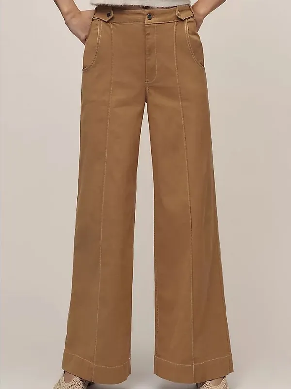 Anthropologie Maeve Women’s Contrast Stitch High Rise Wide Leg Pants Size 8 - Image 12