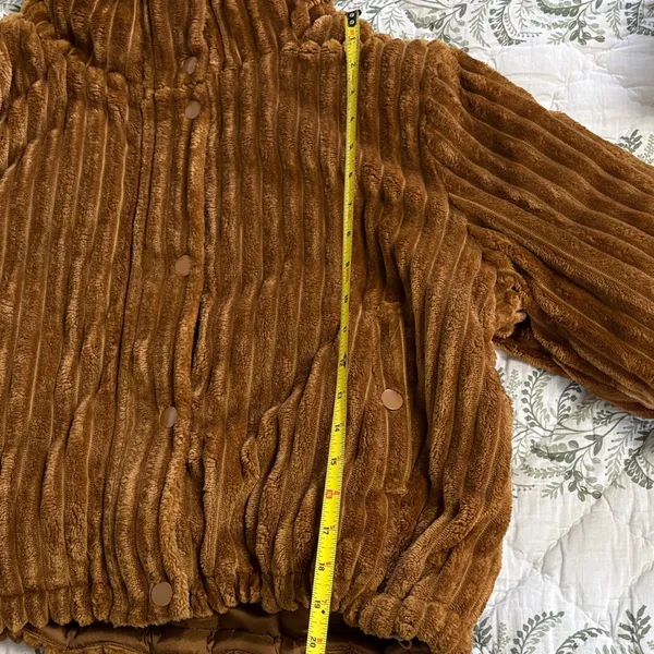BDG Urban‎ Outfitters Brown Corduroy Velvet Cropped Puffer Coat Jacket Size XS - Image 6