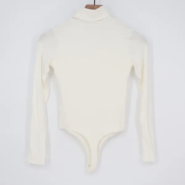 Naked Wardrobe Cream Turtleneck Long Sleeve Bodysuit Small - Image 6