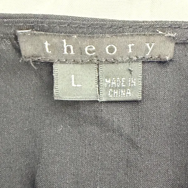 Theory Kenta Black Linen Blend Tie Front Vest Sleeveless Top V-Neck L - Image 4