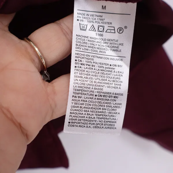 Old Navy Blouse Womens Medium Button-Down Burgundy Long Sleeve Excellent - Image 3