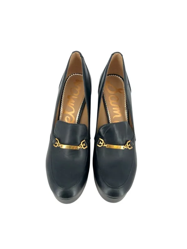 Sam Edelman Aurelie Platform Loafers Black Gold Horsebit 8.5 Preppy Ivy League - Image 4