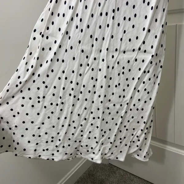 EUC RIXO women’s basketball team white cream black polka dot‎ ruffle lined dress - Image 3