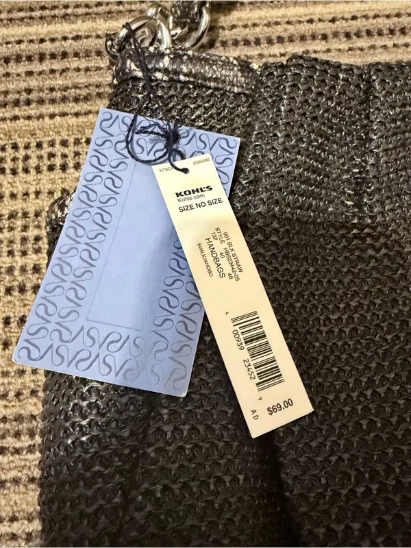Simply Vera Vera Wang Black Woven Hobo with Silver Accent snakeskin print - Image 4