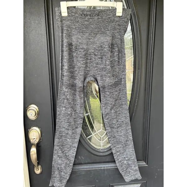 Momcozy Womens XL Gray‎ Space Dye Over the Belly Maternity Leggings Seamless - Image 8