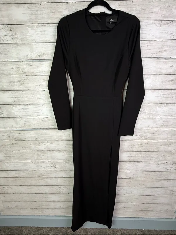 Lulus Flawless Esteem Black Long Sleeve Cutout Column Maxi Dress Size Large - Image 3