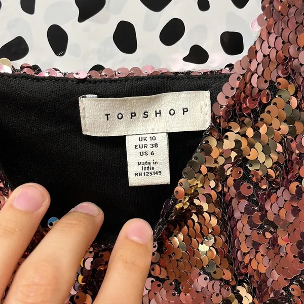 TopShop Pink Gold Flip Sequins V Neck Crop Cami Top 6 - Image 4